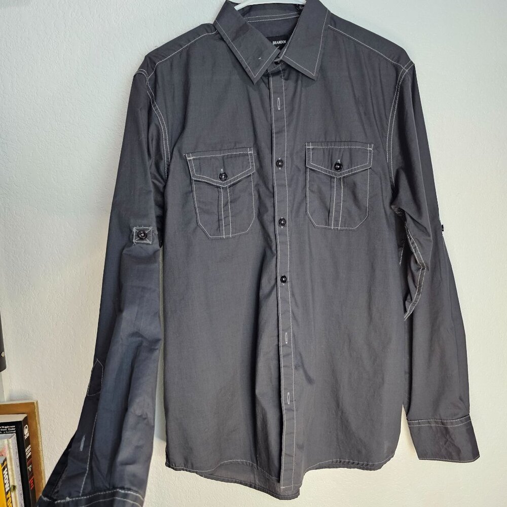 Michael‎ Brandon Men's Medium Roll Sleeve Button Down Shirt